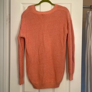 Anthropologie Pink Knit V Neck Sweater
